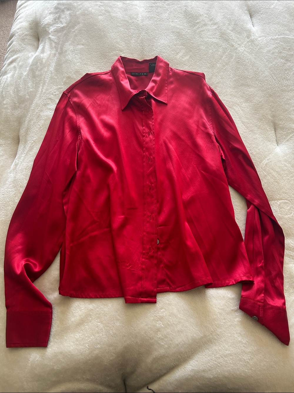 The Limited Red Silk Button-Down Shirt